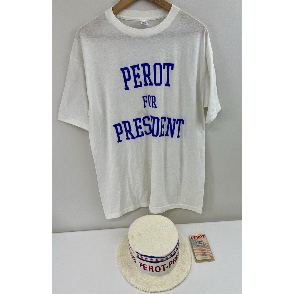 VTG Political Ross PEROT FOR PRESIDENT 1992 Single Stitch T-Shirt Hat Men's XXL